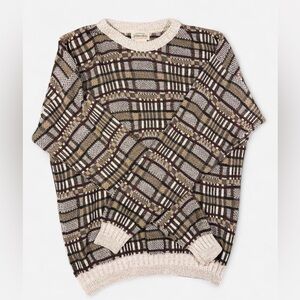 Men’s Large Vintage St. John's Bay brown chunky knit multi coloured sweater.